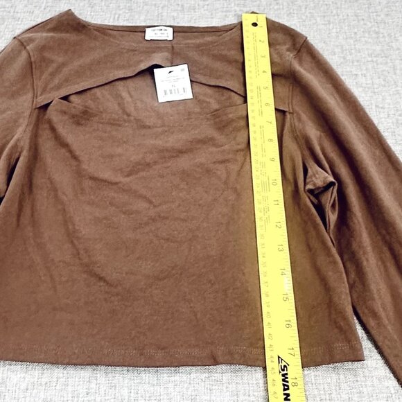 NEW! Cotton: On Crop Top Lara‎ Keyhole Long sleeve Brown XL Stretch - Picture 7 of 13